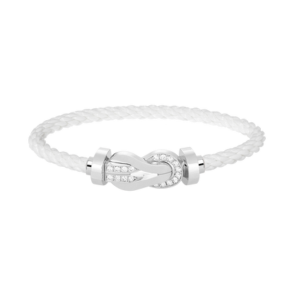 [AuraEcho]CHANCE LARGE 8 FIGURE BUCKLE HALF DIAMOND BRACELET SILVER