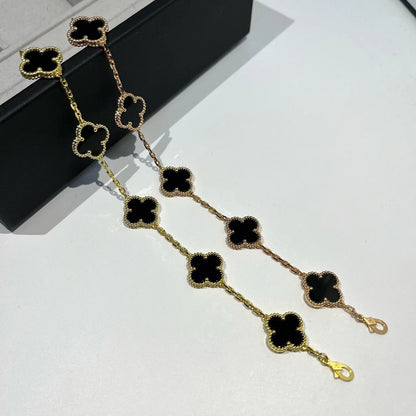 [AuraEcho] CLOVER 5 MOTIF ONYXS BRACELET COLLECTION