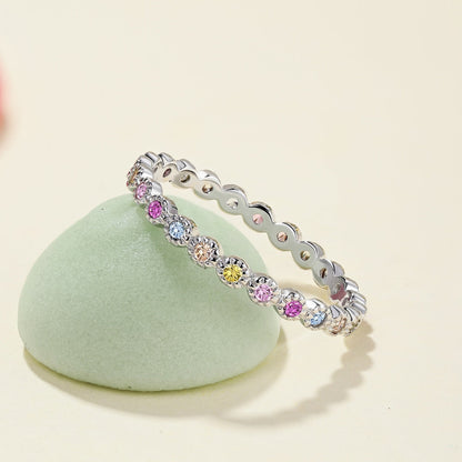 [AuraEcho]Radiant Sparkling Round Cut Daily Ring