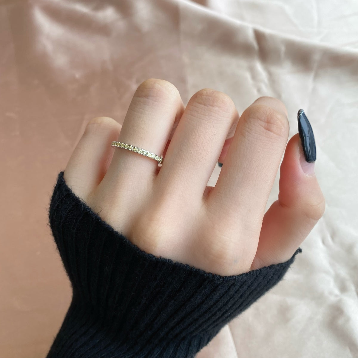 [AuraEcho]Delicate Sparkling Round Cut Daily Ring