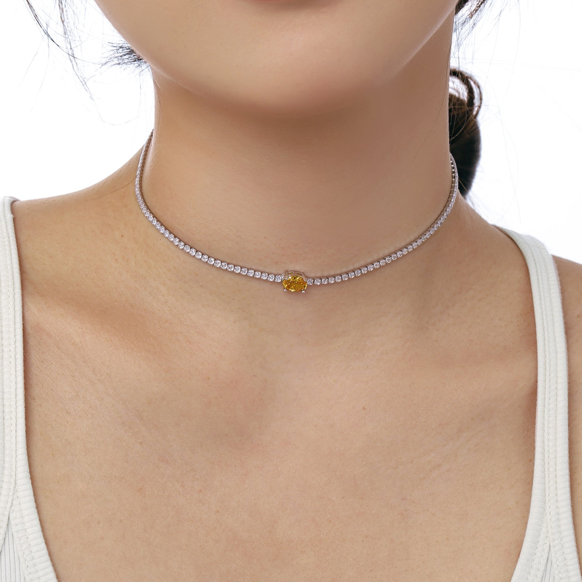 [AuraEcho]1.0 Carat Shining Oval Cut Necklace