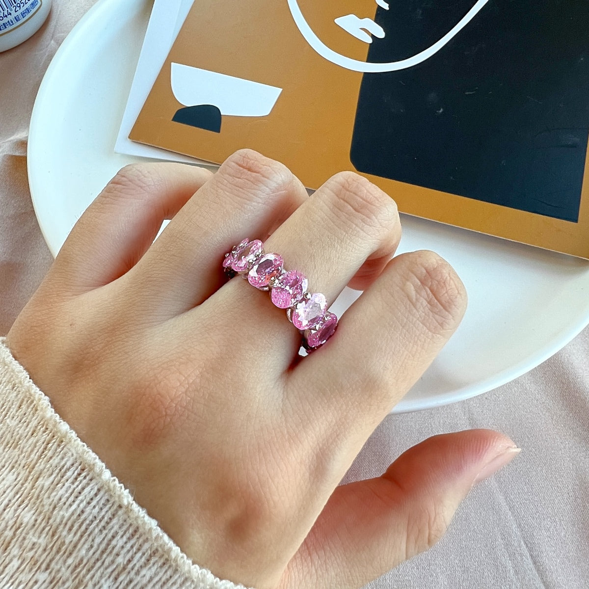 [AuraEcho]Dainty Elongated Cushion Cut Tennis Ring
