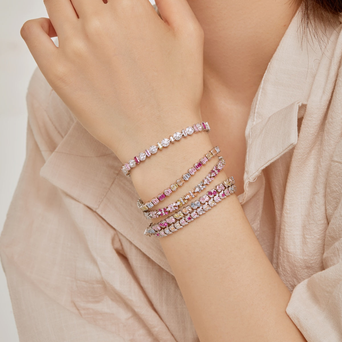[AuraEcho]Delicate Colorful Emerald Cut Party Bracelet