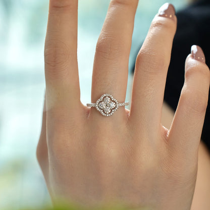 [AuraEcho]Four Leaf Clover Flower Design Ring