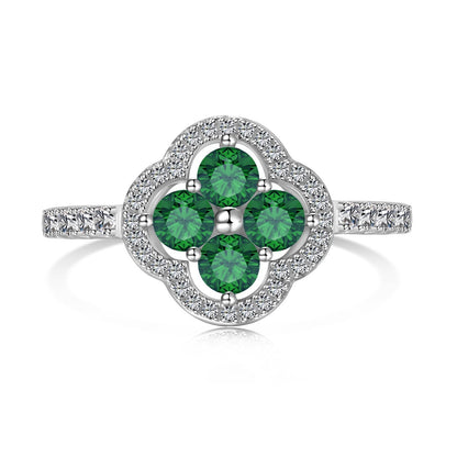 [AuraEcho]Four Leaf Clover Flower Design Ring