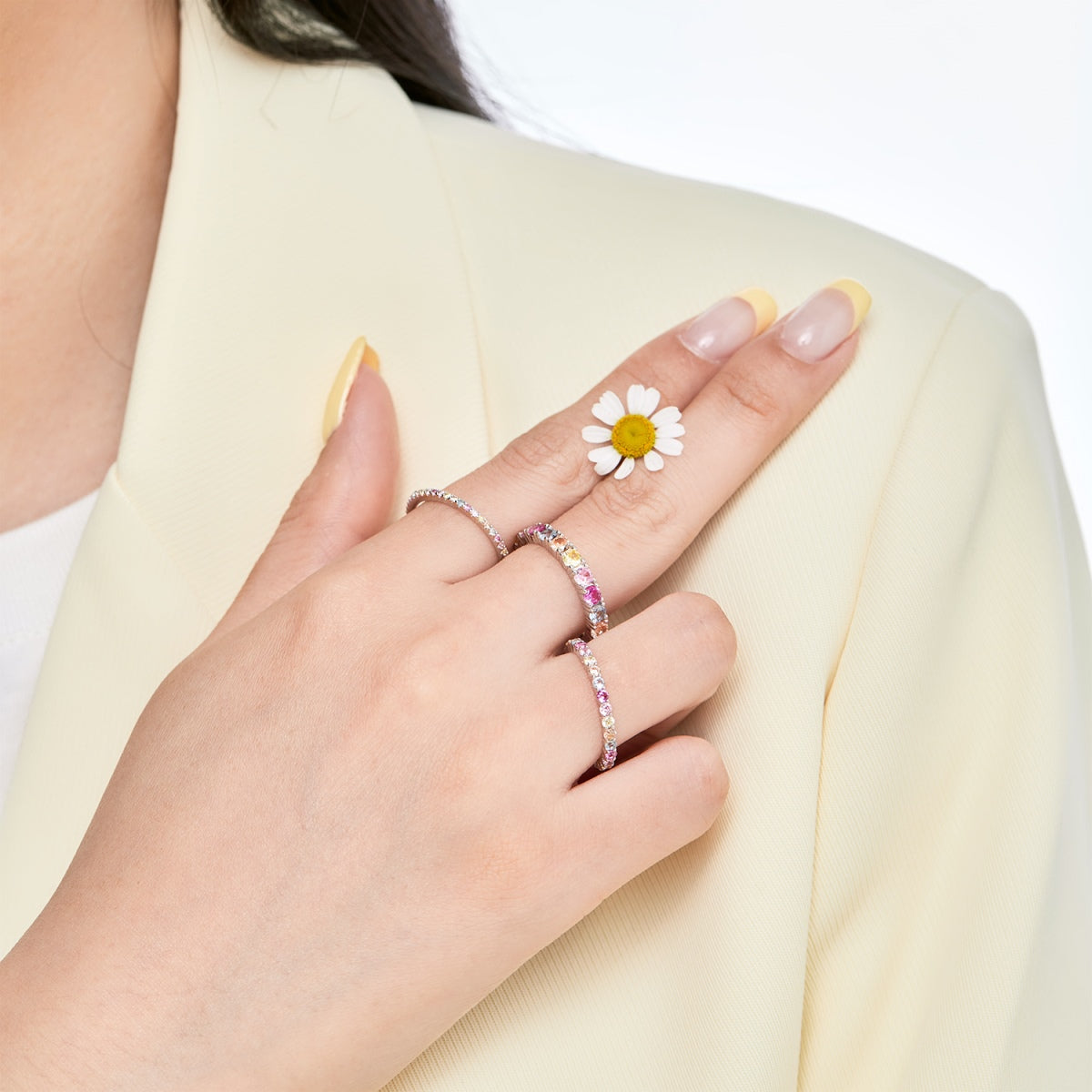 [AuraEcho]Dazzling Lustrous Round Cut Tennis Ring