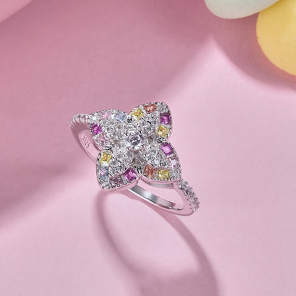 [AuraEcho]Luxurious Colorful Flower Shape Banquet Ring
