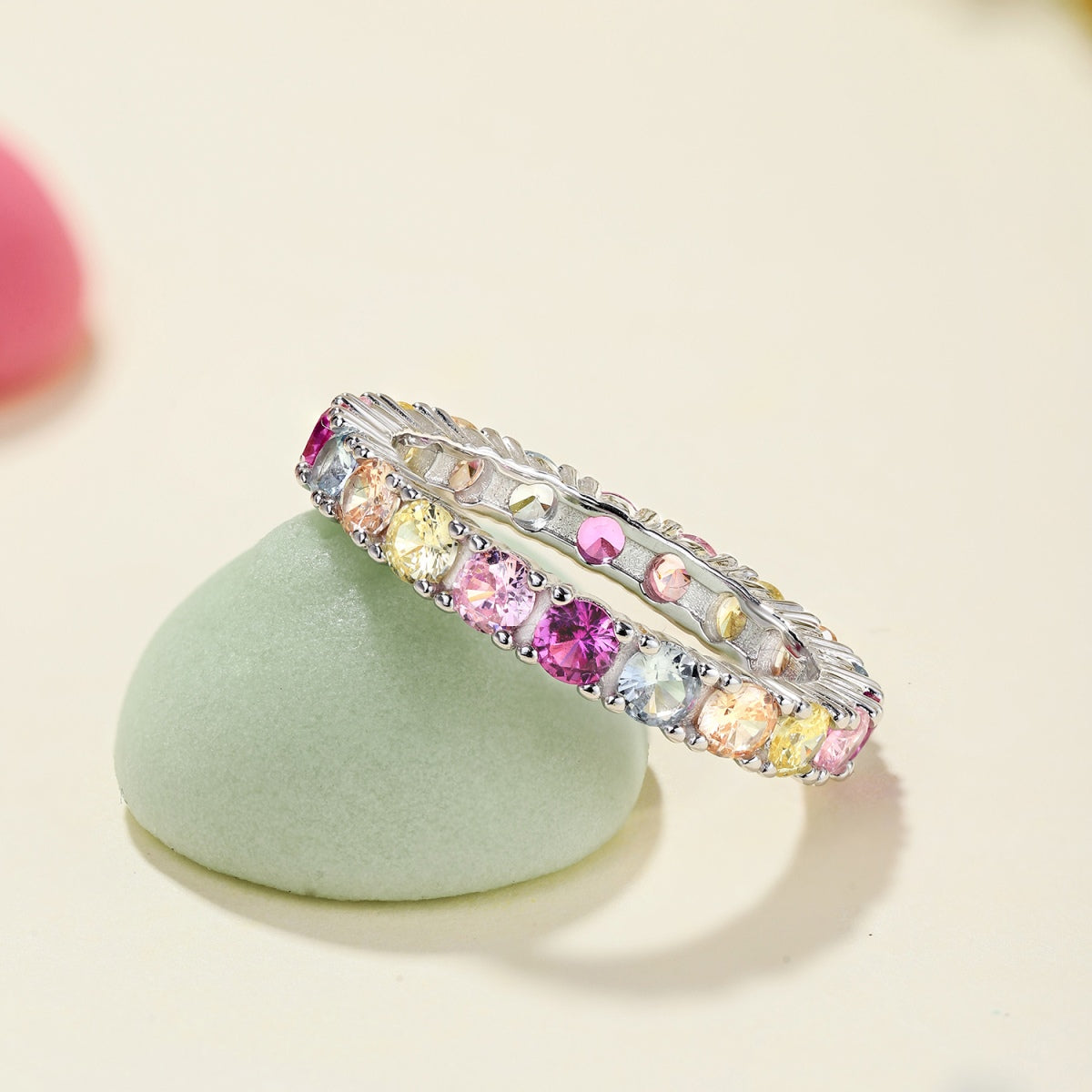 [AuraEcho]Dazzling Lustrous Round Cut Tennis Ring