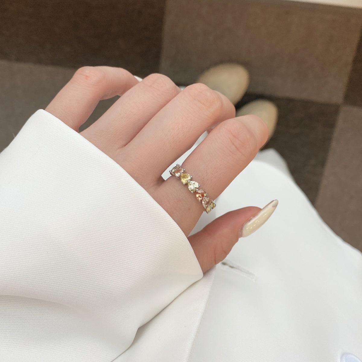 [AuraEcho]0.25 Carat Radiant Romance Heart Cut Lover Ring