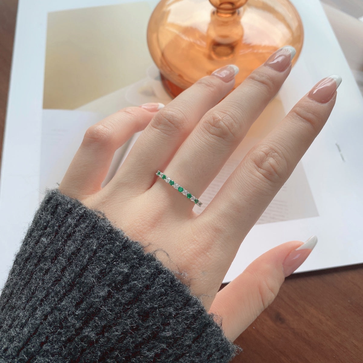 [AuraEcho]Exquisite Colorful Round Cut Tennis Ring