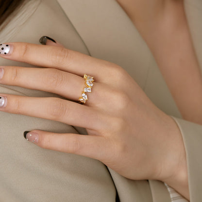 [AuraEcho]Delicate Multi Cut Ring