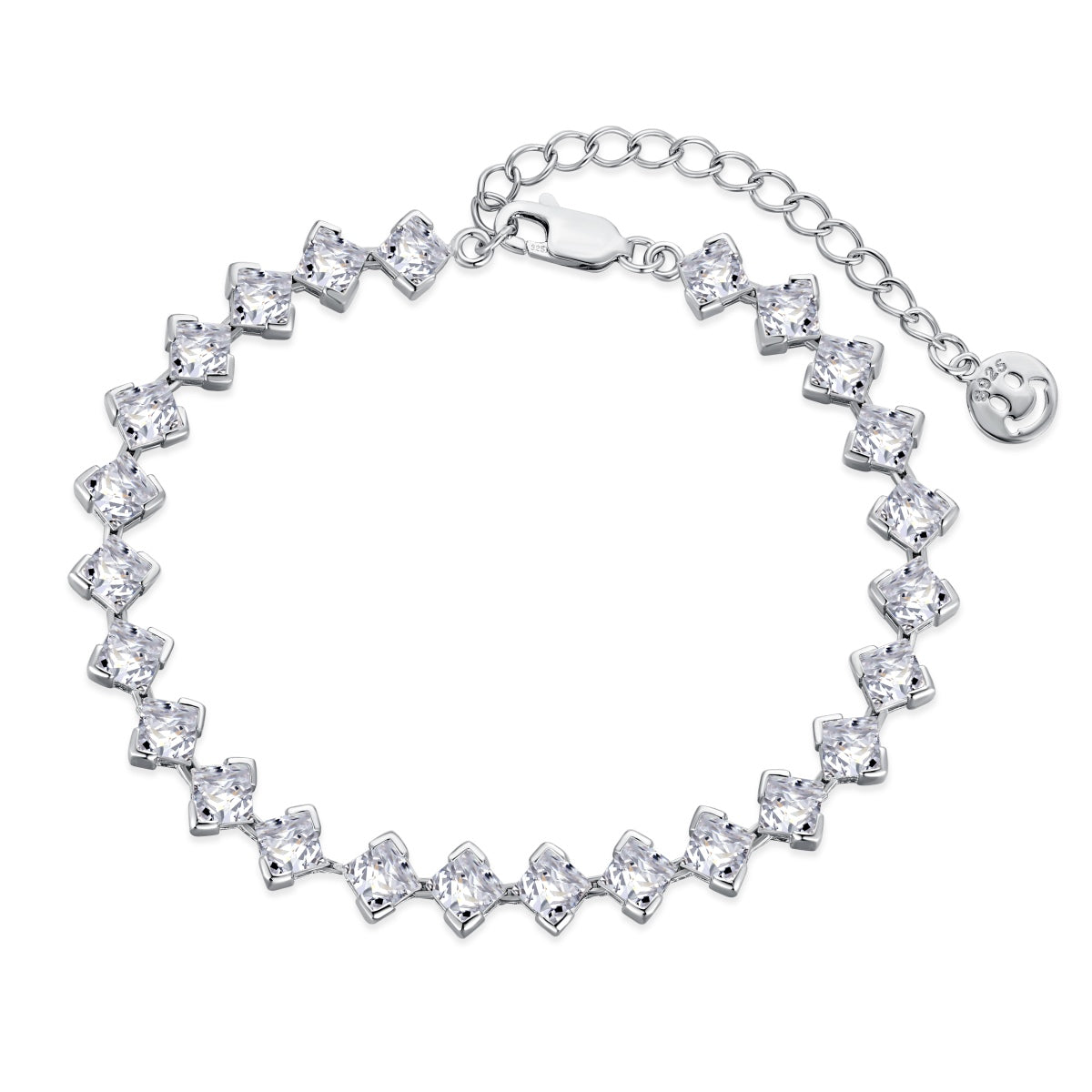 [AuraEcho]0.5 Carat Ornate Princess Cut Daily Bracelet