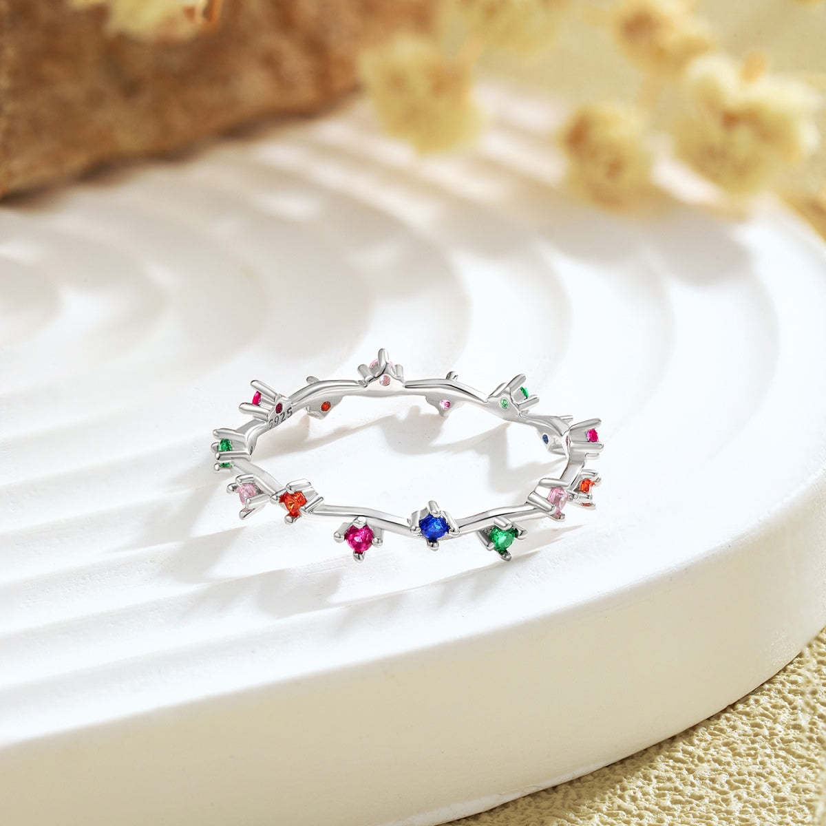 [AuraEcho]Radiant Colorful Round Cut Daily Ring