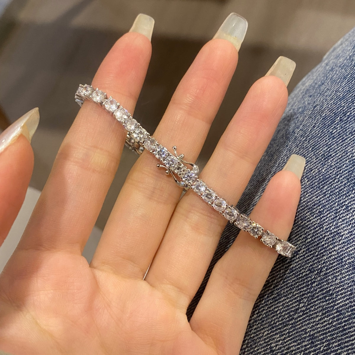 [AuraEcho]Luxurious Ornate Round Cut Tennis Bracelet