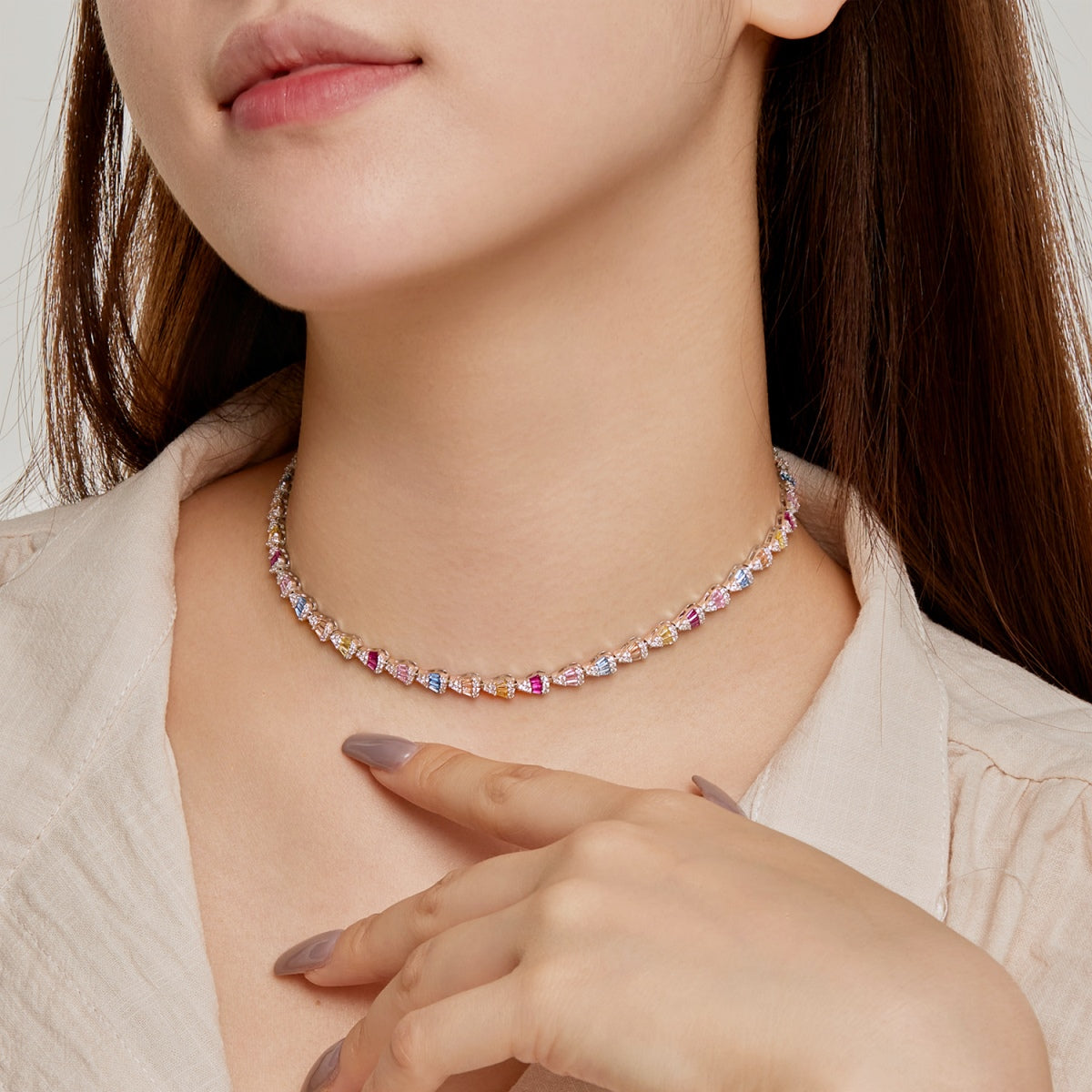 [AuraEcho]Radiant Colorful Rainbow Necklace