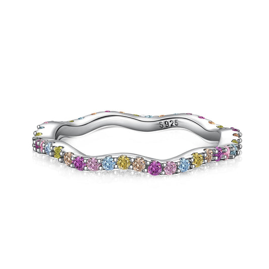 [AuraEcho]Dainty Colorful Round Cut Party Ring
