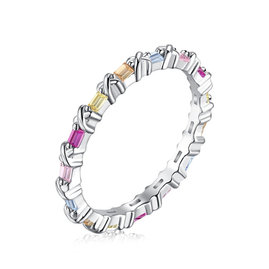 [AuraEcho]Charming Colorful Round Cut Daily Ring