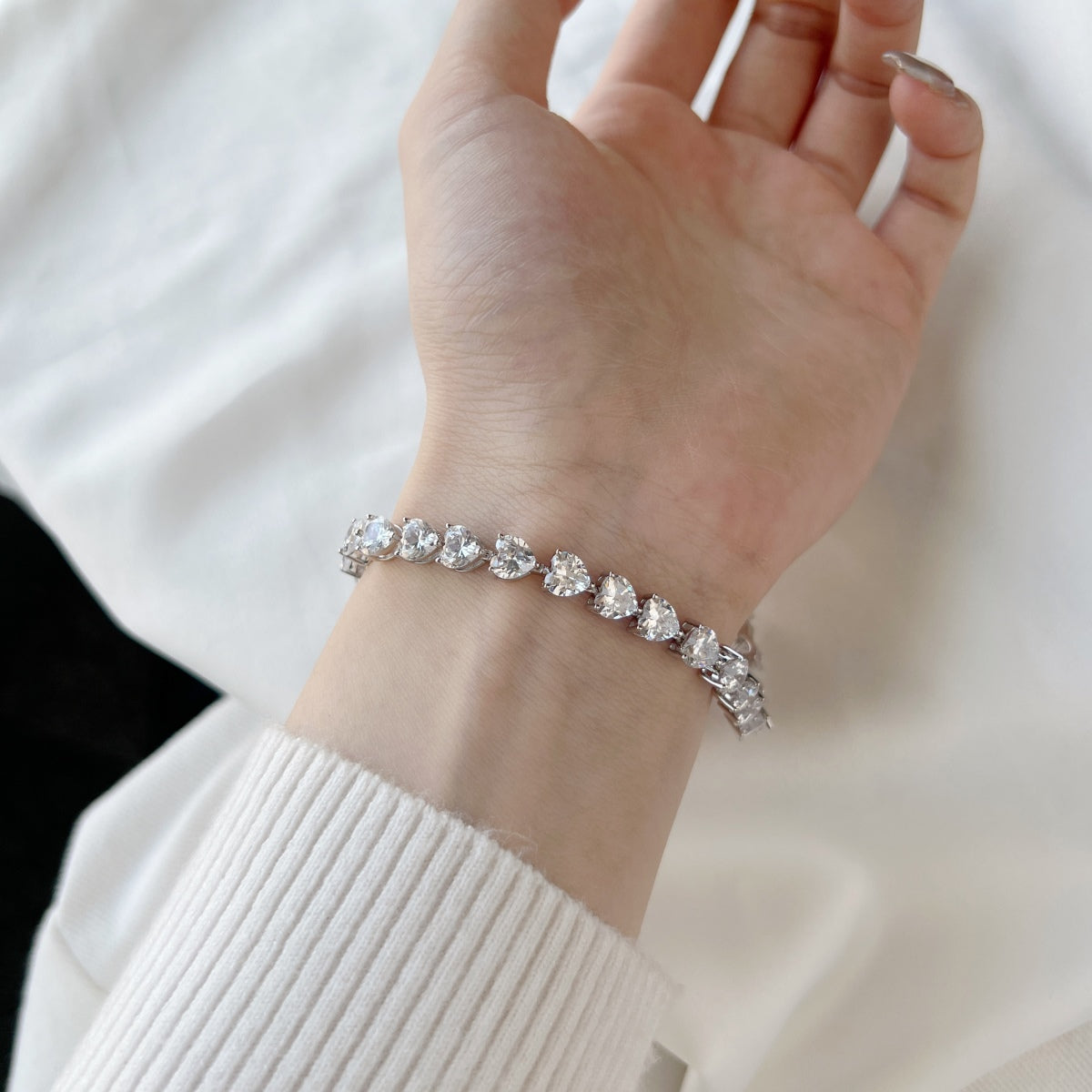 [AuraEcho]0.75 Carat Elegant Romantic Heart Shape Lover Bracelet