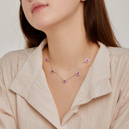 [AuraEcho]Sparkling Five Heart Necklace