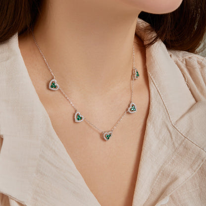 [AuraEcho]Sparkling Five Heart Necklace