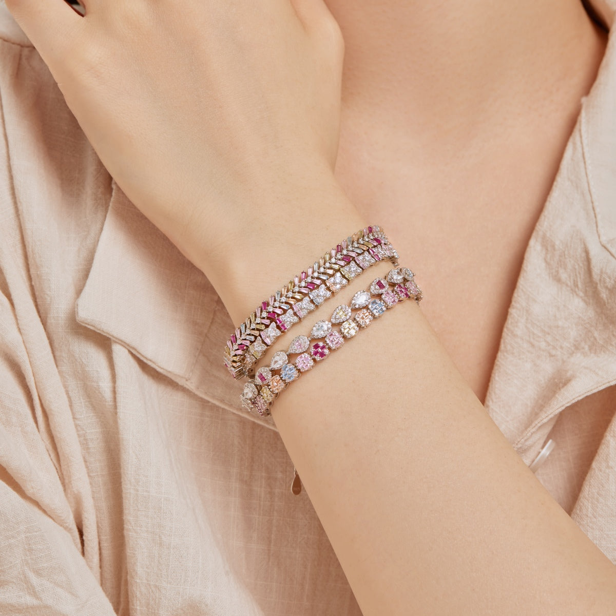 [AuraEcho]0.25 Carat Radiant Water Drop Shape Daily Bracelet