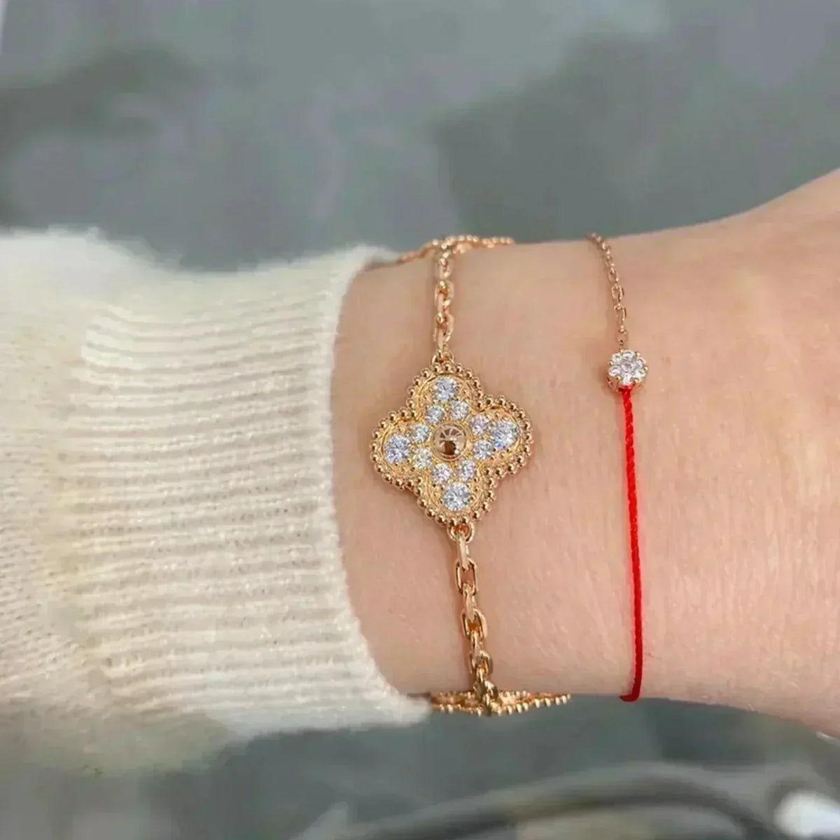 [AuraEcho] CLOVER 5 MOTIF FULL DIAMOND BRACELET COLLECTION
