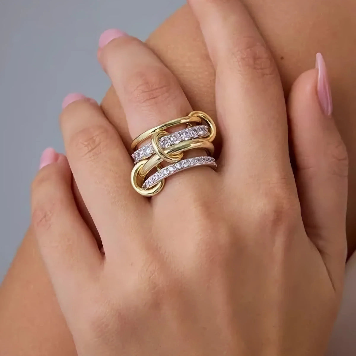 [AuraEcho]Juno Stacked Diamond Ring