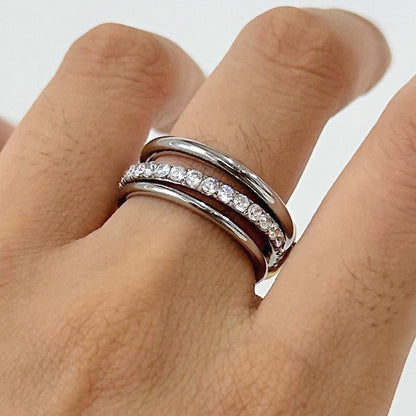 [AuraEcho]Desiree Stacked Diamond Ring