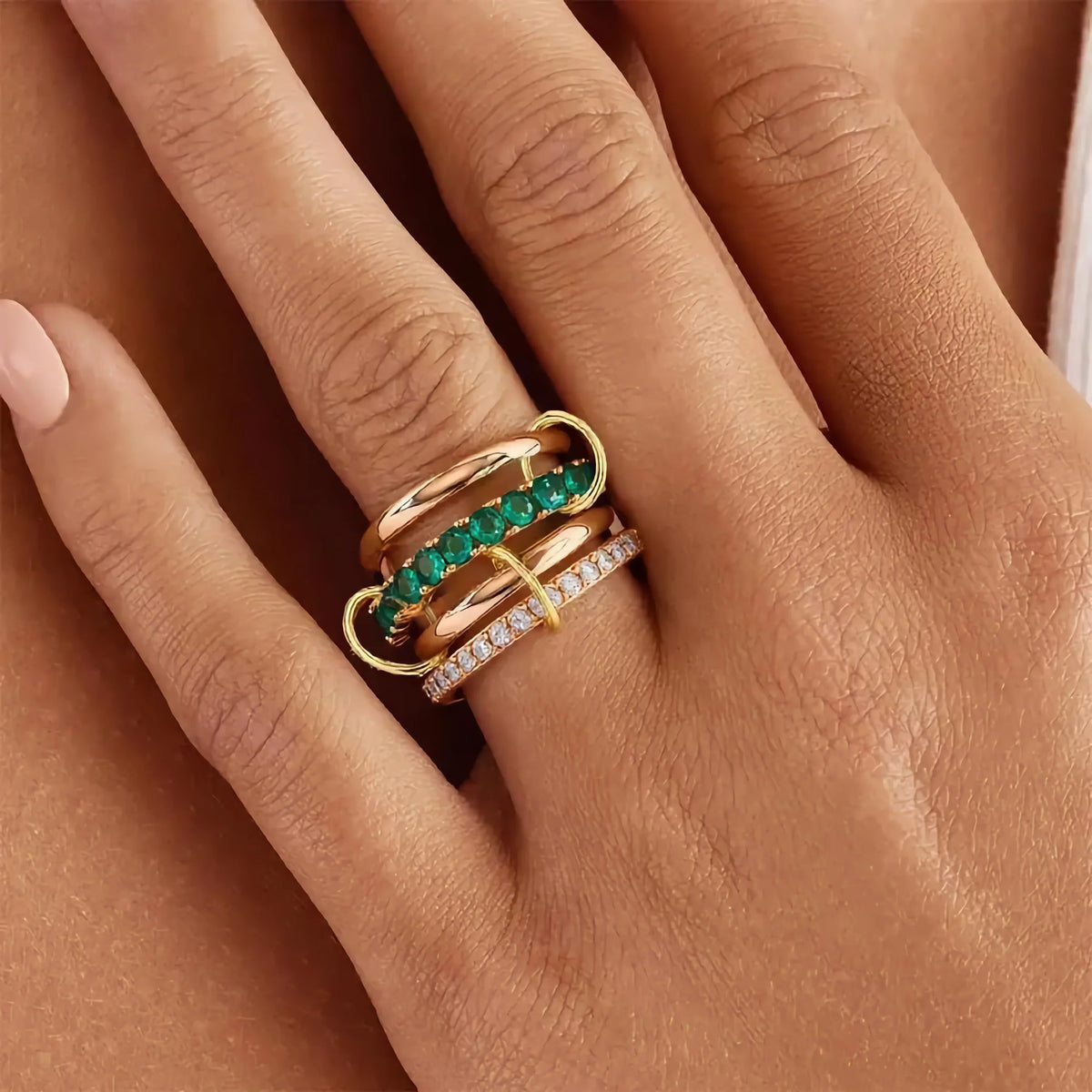 [AuraEcho]Imani Stacked Diamond Ring