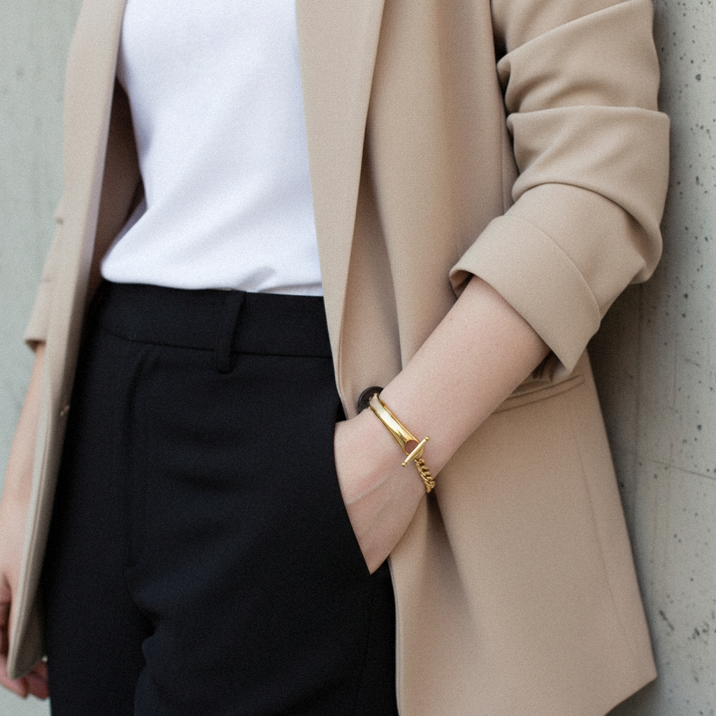 [AuraEcho]Myrna Chained Gold Bangle