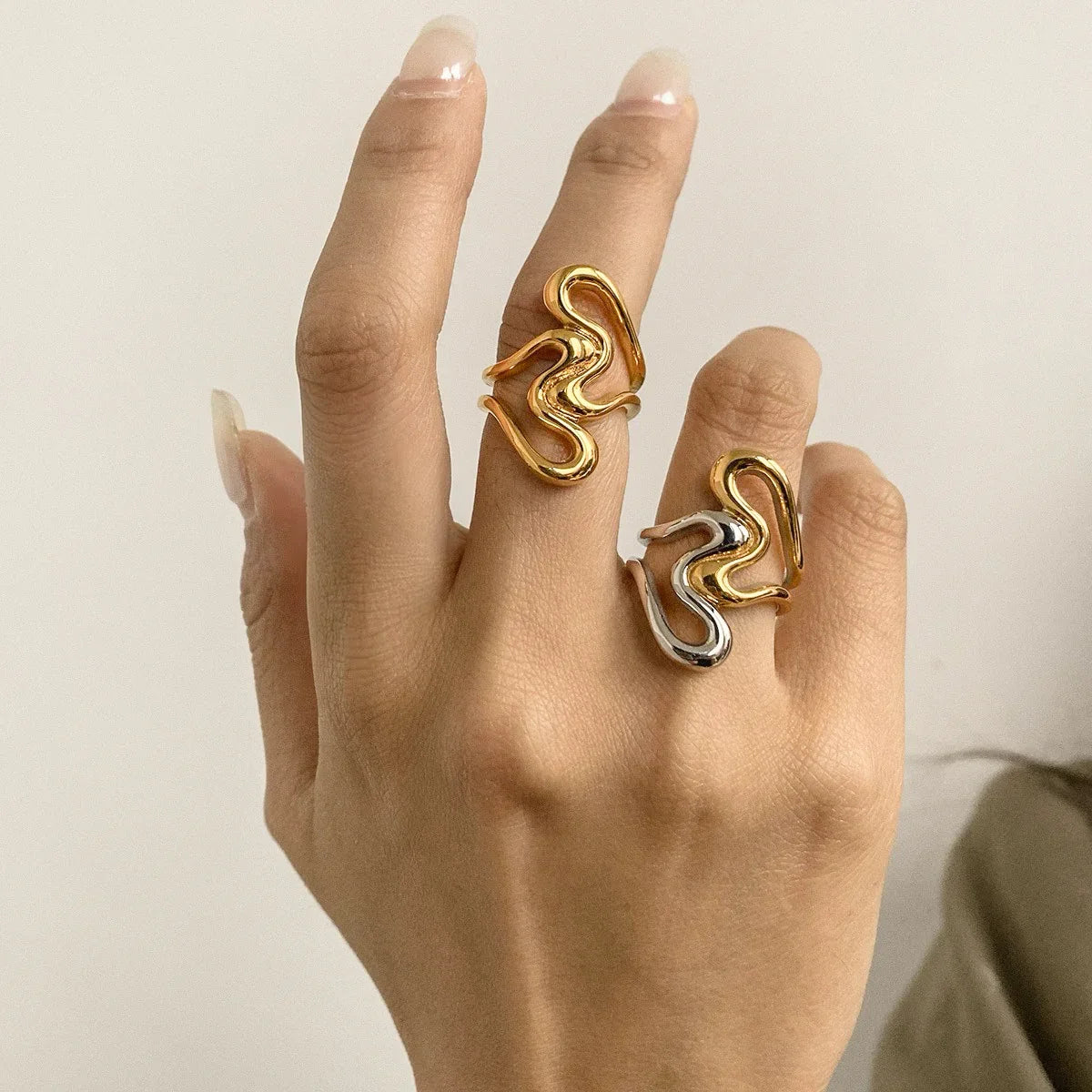 [AuraEcho]Corina Abstract Gold Ring