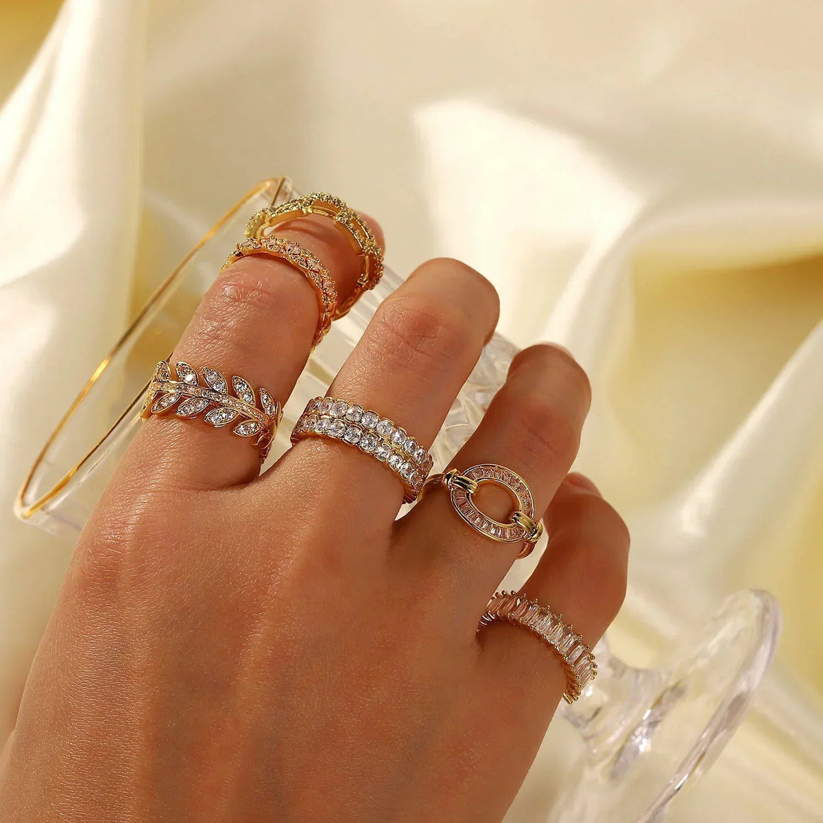 [AuraEcho]Cassandra Studded Gold Ring