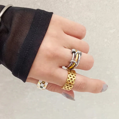 [AuraEcho]Gabriela Two-Tone Ring Stack