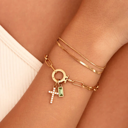 [AuraEcho]Annabella Birthstone Cross Bracelet