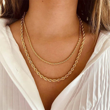[AuraEcho]Bianca Rope Chain Gold Necklace