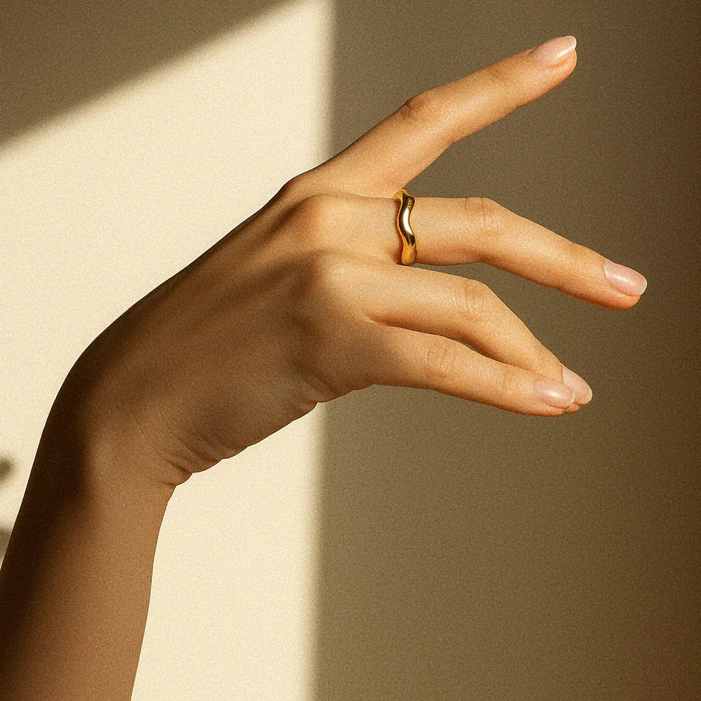 [AuraEcho]Lunaria Gold Wave Ring