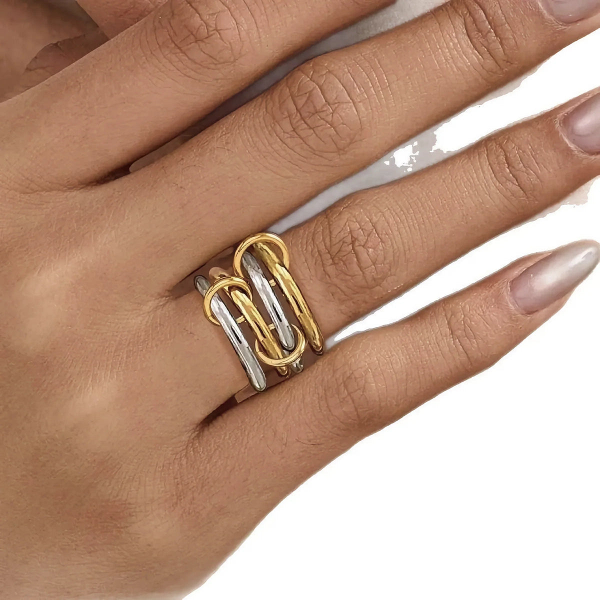 [AuraEcho]Alexandria Two-Tone Stacked Ring