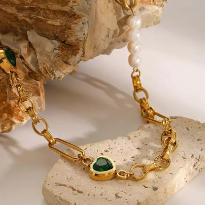 [AuraEcho]Melanie Emerald Pearl Bracelet