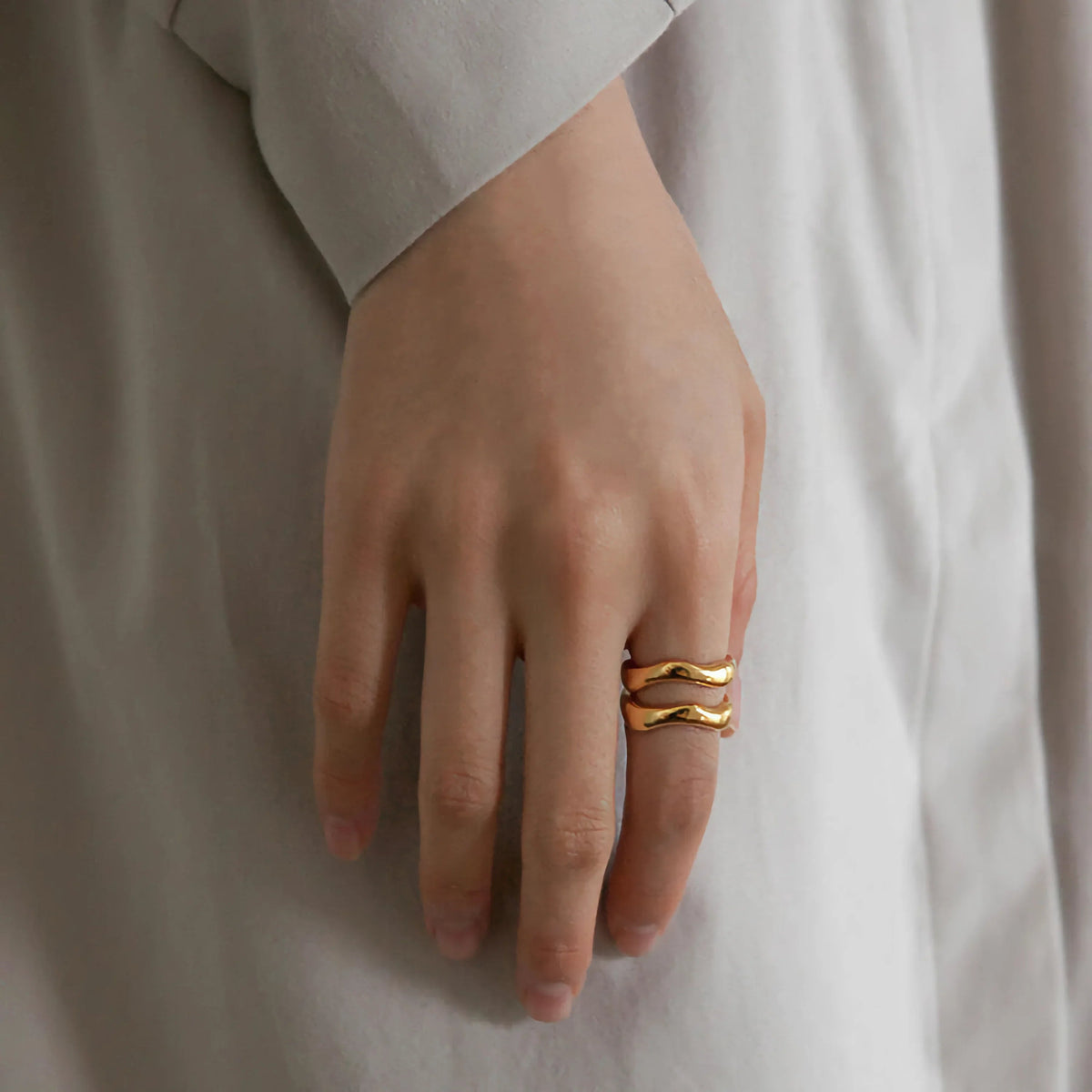 [AuraEcho]Lunaria Gold Wave Ring