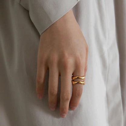 [AuraEcho]Lunaria Gold Wave Ring