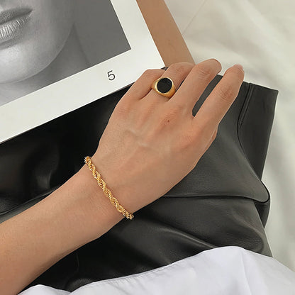 [AuraEcho]Clara Rope Chain Gold Bracelet