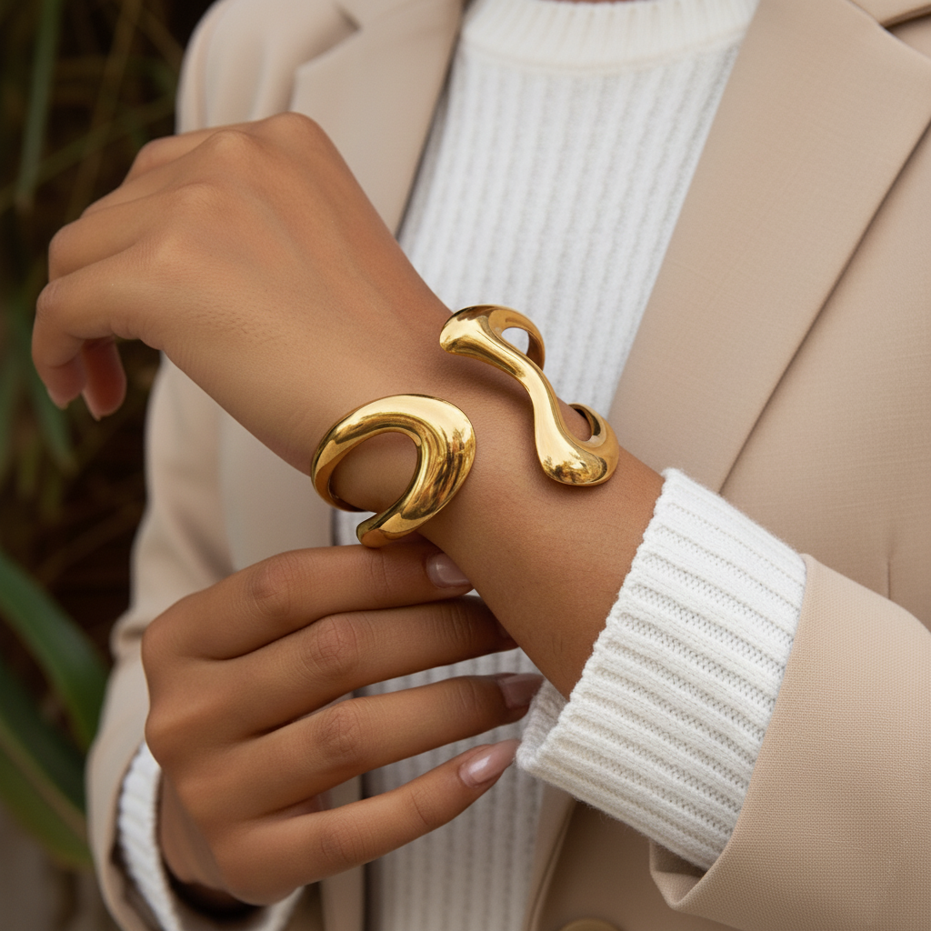 [AuraEcho]Lulu Sculpted Gold Bangle