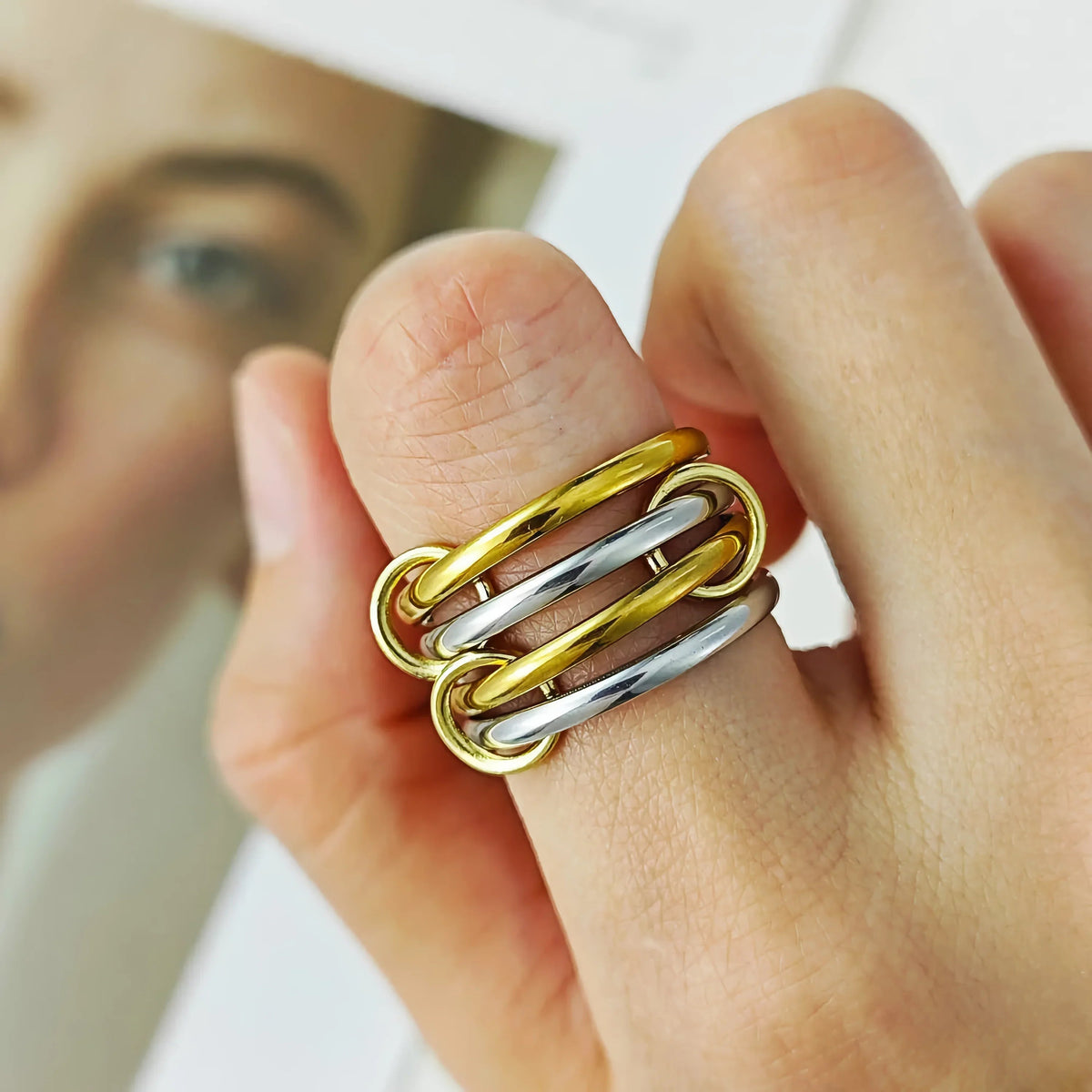 [AuraEcho]Alexandria Two-Tone Stacked Ring