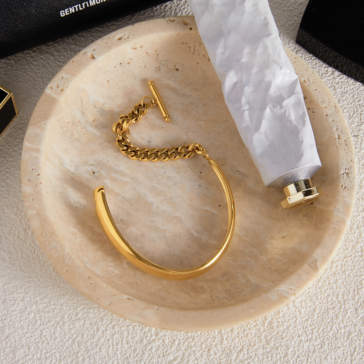 [AuraEcho]Myrna Chained Gold Bangle