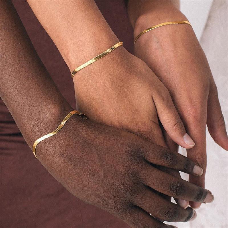 [AuraEcho]Vida Gold Herringbone Bracelet