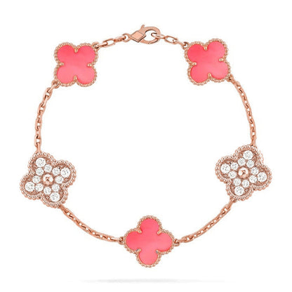 [AuraEcho] CLOVER 5 MOTIFS  PINK MOP BRACELET COLLECTION