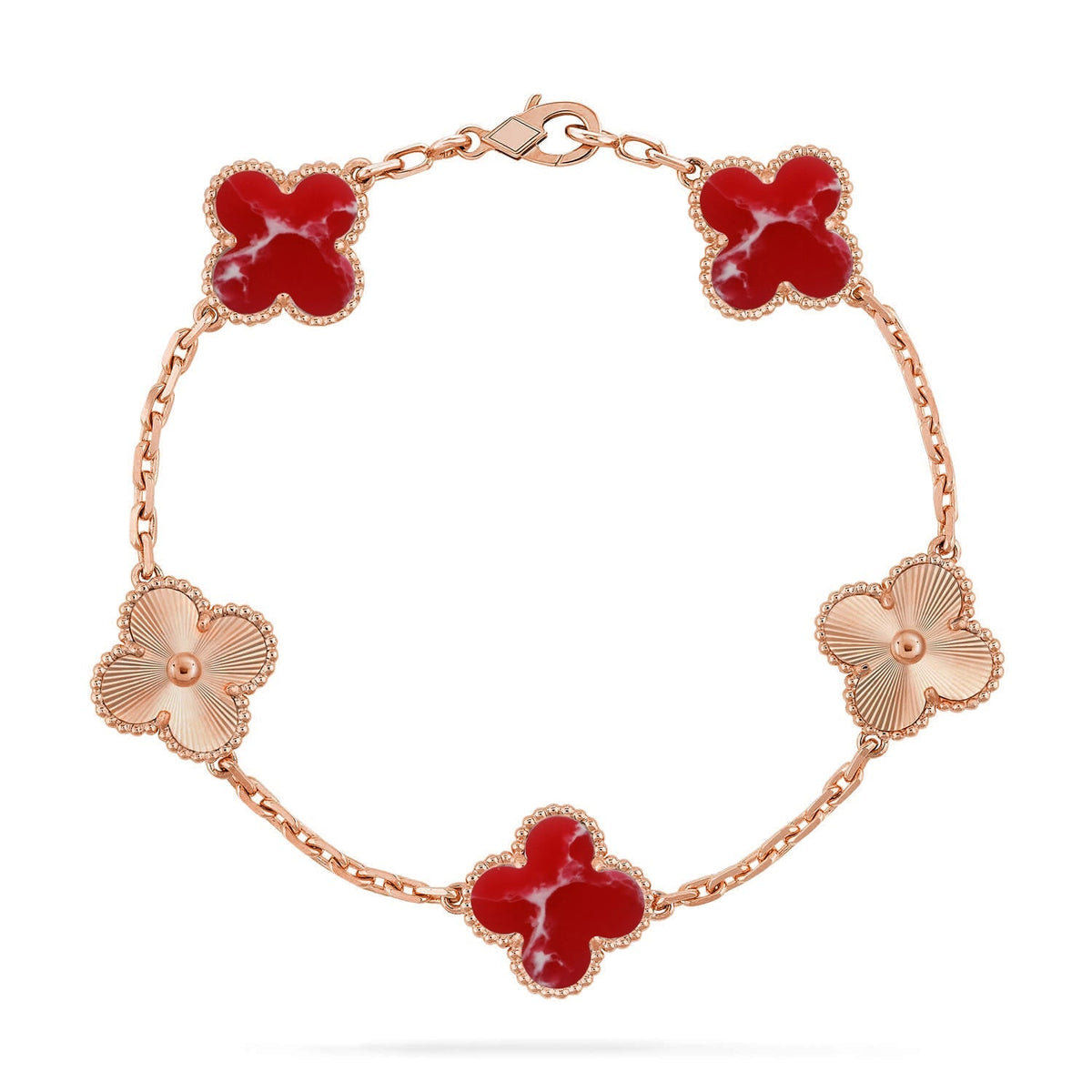 [AuraEcho]CLOVER 5 MOTIF RED PATTERN BRACELET COLLECTION