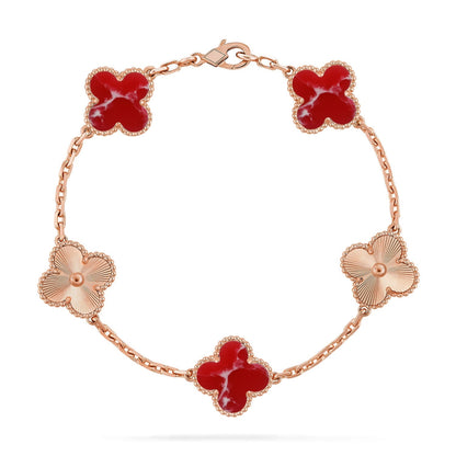 [AuraEcho]CLOVER 5 MOTIF RED PATTERN BRACELET COLLECTION