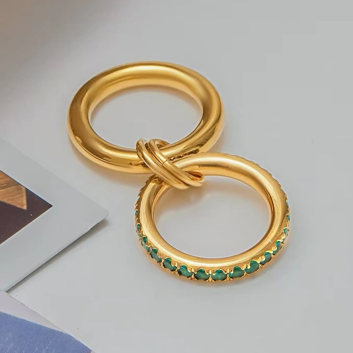[AuraEcho]Viridian Stacked Diamond Ring