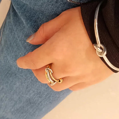[AuraEcho]Jessica Two-Tone Ring Stack